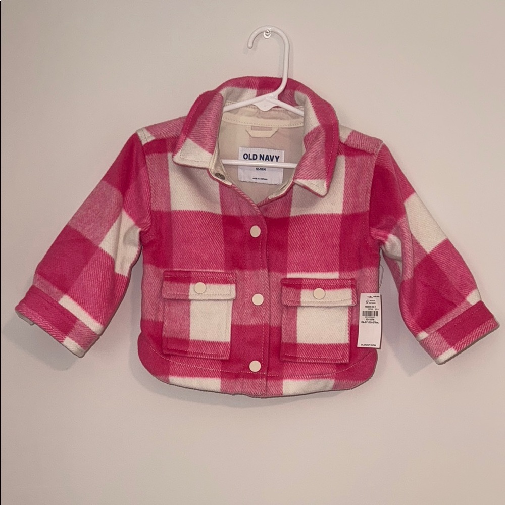 NWT! Old Navy Pink and White Checkered Jacket
